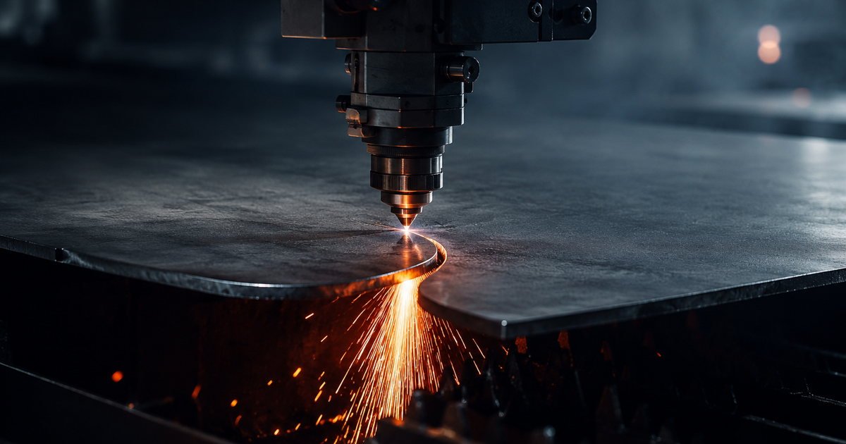 CNC lazer kesim kafası sac levhayı keserken